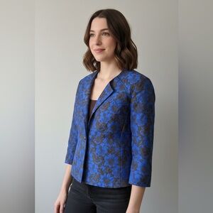 💎 Stunning Harvé Benard Brocade Evening Jacket - Royal Blue & Black